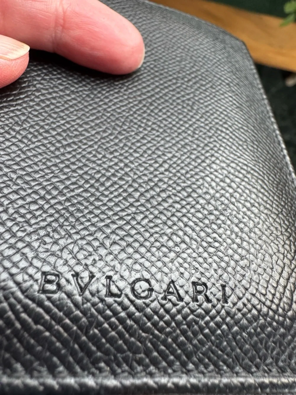 Bvlgari Black Pebbled Leather Men’s Bifold Wallet - Like New